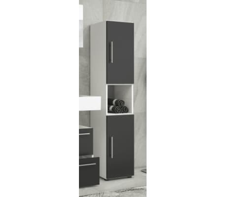 Saulenschrank Badezimmerschrank Flandu 160 Cm Hoch Weiss Schwarz Vidaxl De