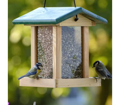 dobar Mangeoire à oiseaux avec silo bois FSC naturel et vert