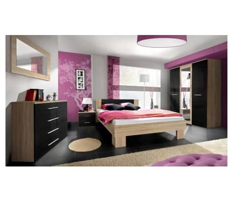 Justyou Vicka Ii 140 Bedroom Set Sonoma Oak Black Vidaxl Co Uk Justyou Vicka Ii 140 Bedroom Set Sonoma Oak Black 1