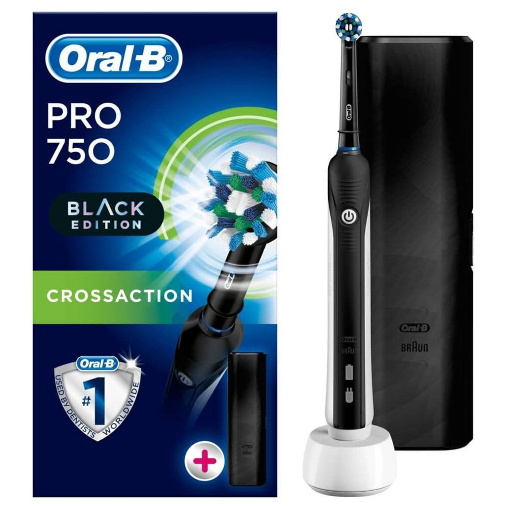 Afbeelding Oral B Oral-B Pro 750 Elektrische Tandenborstels - Cross Action Black + 1 ... door Vidaxl.nl