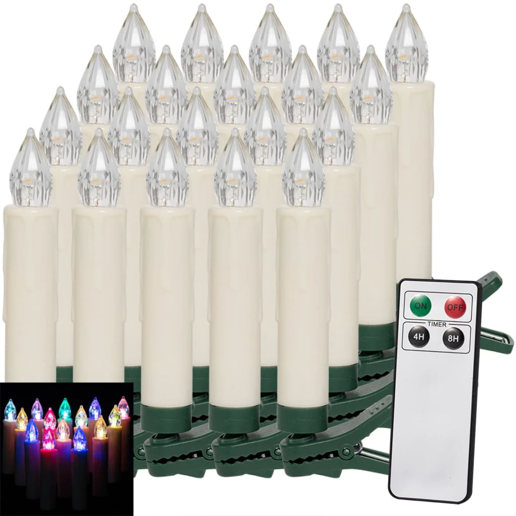 Monzana LED Kerstboom Kaarsen 20 stuks Kleurrijk met Afstandsbediening