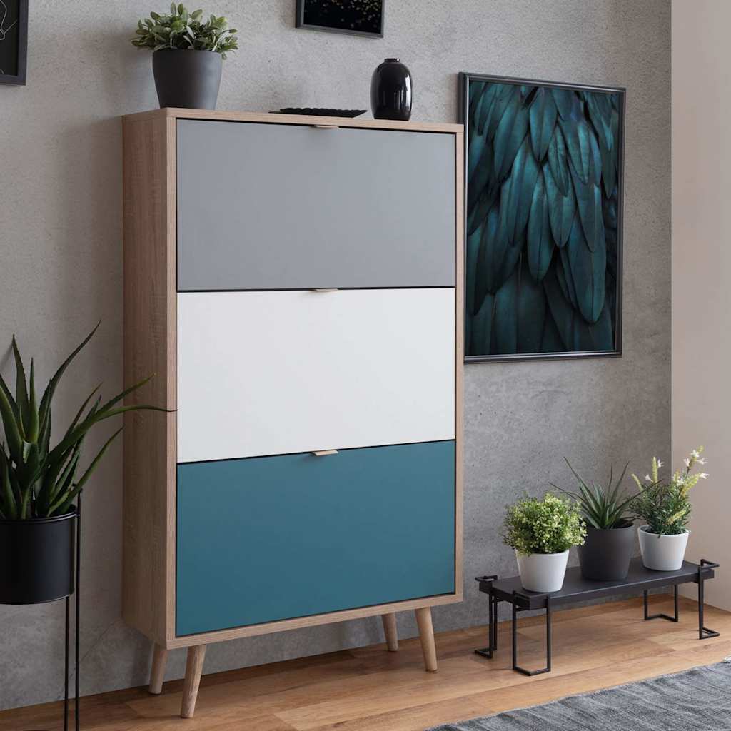 Thumbnail - Finori Schuhschrank C-uba 42 Sonoma-Eiche und Dreifarbig