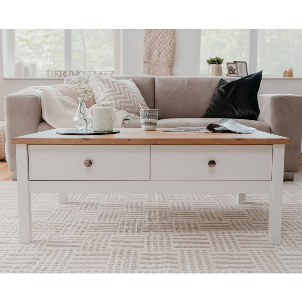 Finori Table basse Bergen 56A Blanc et chêne artisanal