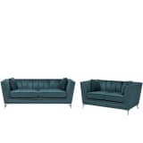 Sofa Set Samtstoff blau/grün 5-Sitzer GAULA