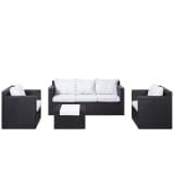 Lounge Set Rattan dunkelbraun ROMA