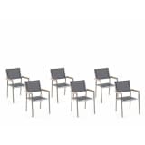 Gartenstuhl grau 6er Set Edelstahl GROSSETO