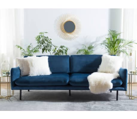 3 Seater Velvet Sofa Navy Blue Vinterbro