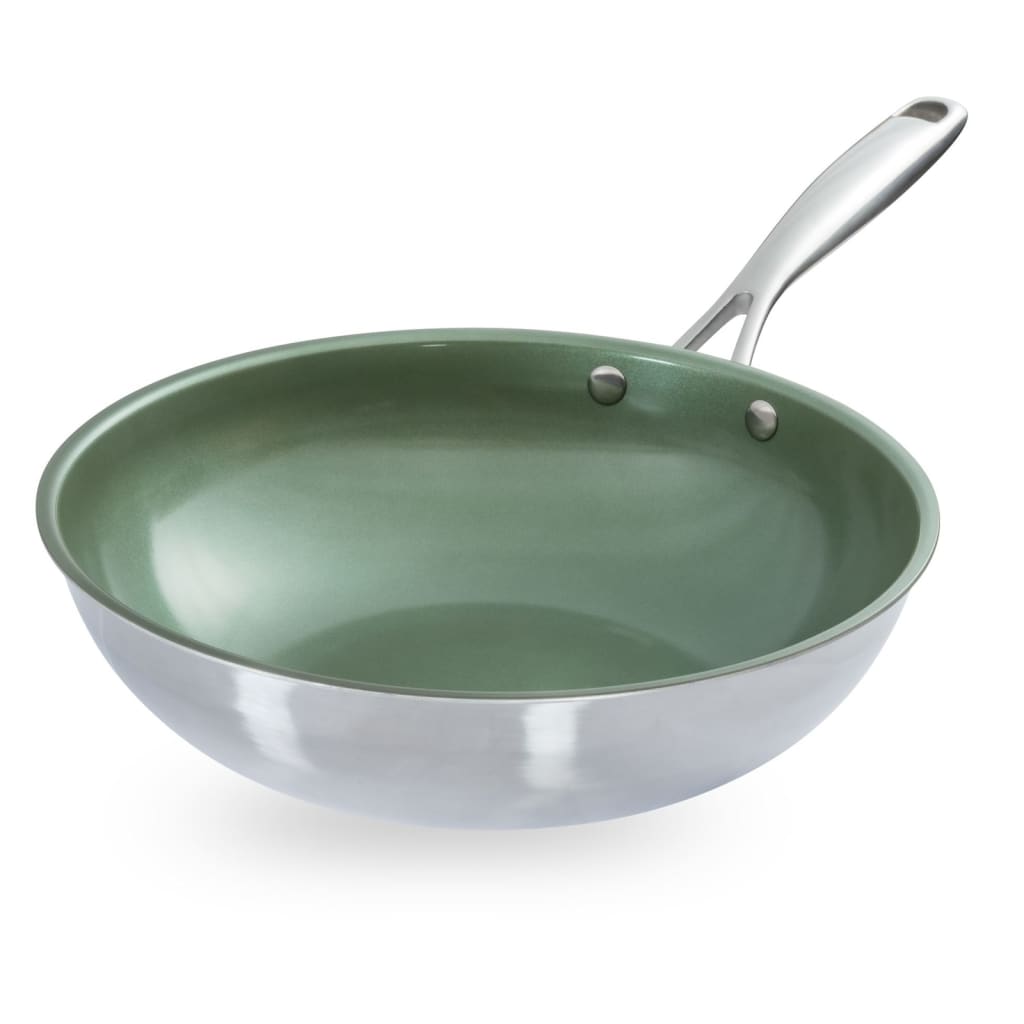Just Vegan wokpande ECO CeraVegan 28 cm rustfrit stål grøn