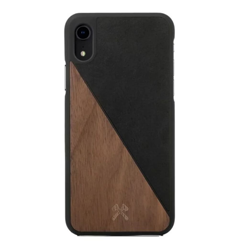 Woodcessories - iPhone Xr Hoesje - EcoSplit Leather Walnoot en leer