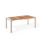 Mesa de jardim - 180 cm - Aço inoxidável - Tampo em madeira mogno - GR