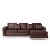 Left Hand Corner Sofa Gold Legs Brown OSLO