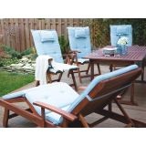 Gartenliege Holz mit Auflage hellblau rollbar TOSCANA