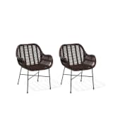 2 chaises en rotin marron Canora