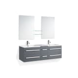 Arredamento da bagno - 2 lavabi - Armadietti - 2 specchi - Grigio - MA