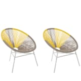 Rattanstuhl beige/gelb 2er Set Kunststoff ACAPULCO