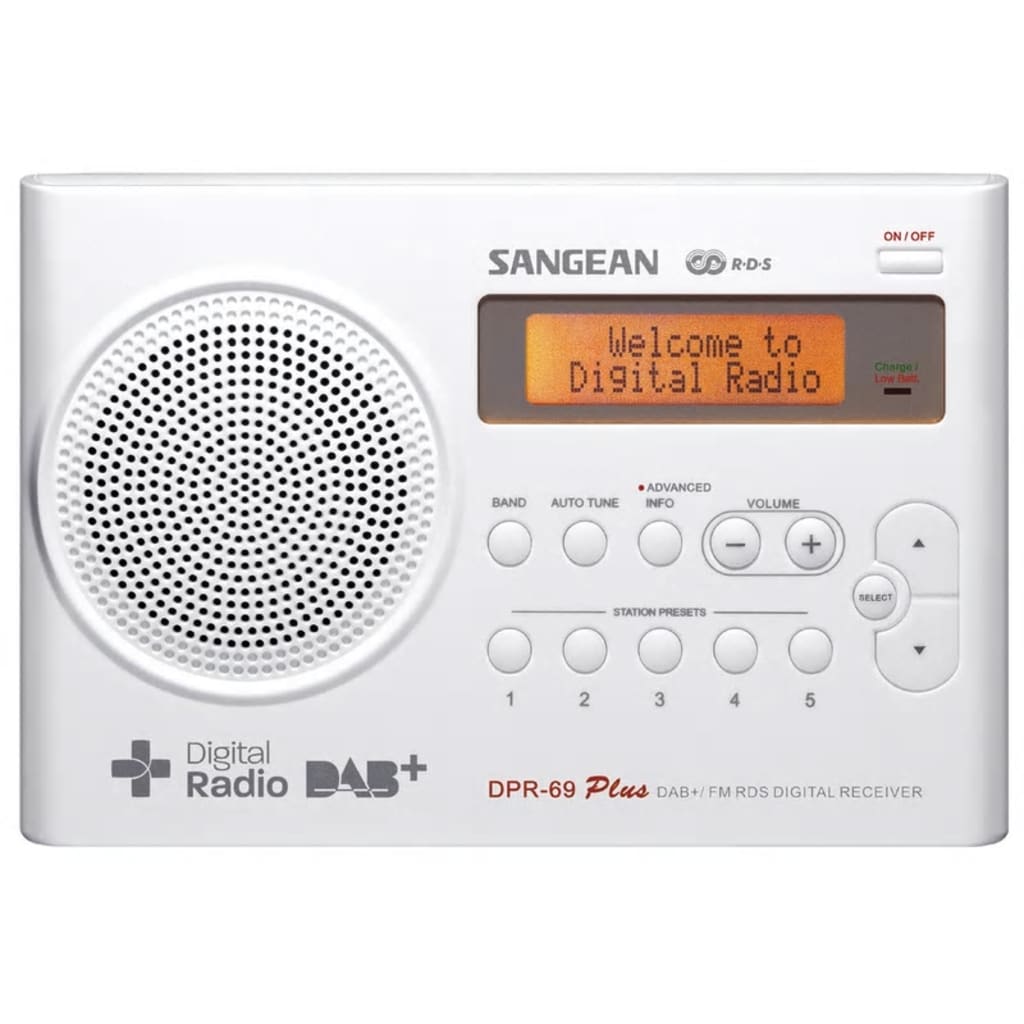 Afbeelding Sangean DPR-69+ Draagbaar Digitaal Wit radio Wit door Vidaxl.nl