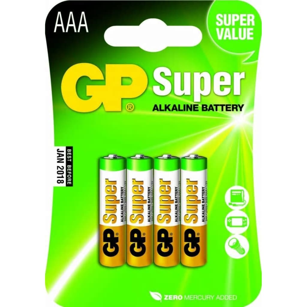 GP batterijen Super AAA alkaline per 4 stuks
