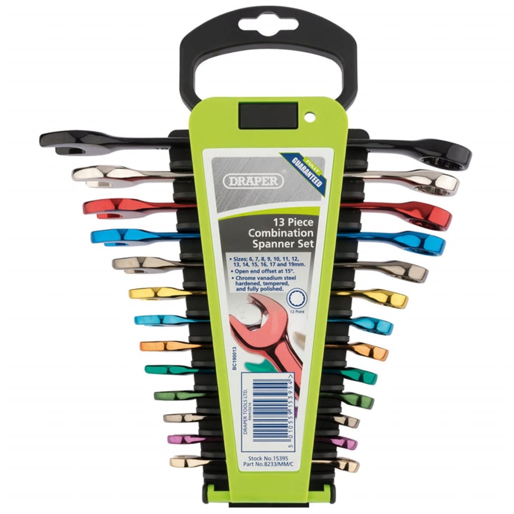 

Draper Tools Metrische combinatiesleutel set 13-dlg meerkleurig 15395