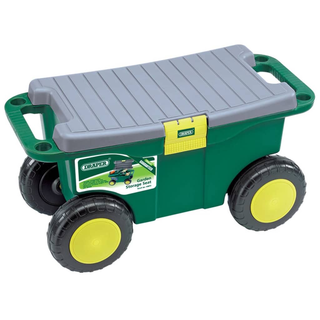 Petrashop Draper Tools Zahradní úložný vozík sedátko 56x27,2x30,4cm zelený 60852