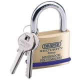 Draper Tools Cadenas avec 2 clés Laiton massif 50 mm 64162