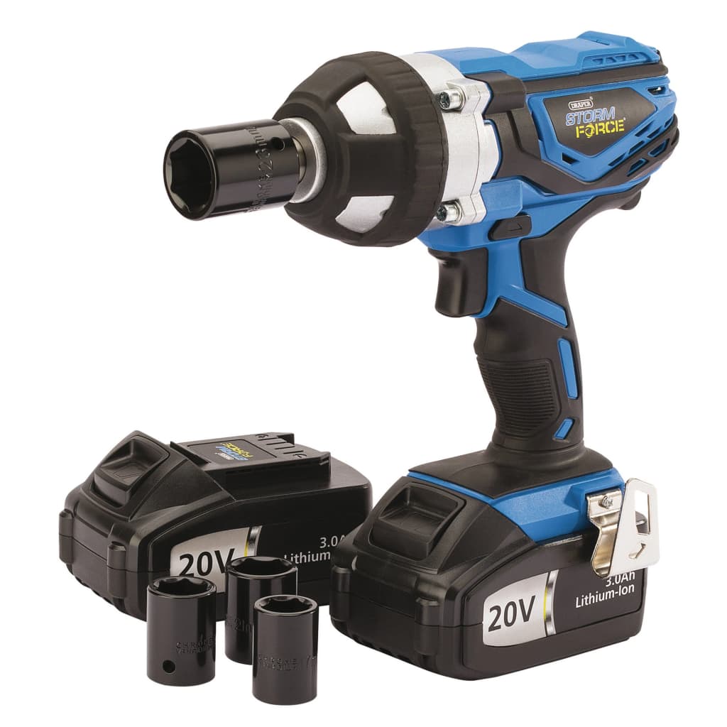 

Draper Tools Accuslagmoersleutel met 2 x 3 Ah accu 20 V 400 Nm