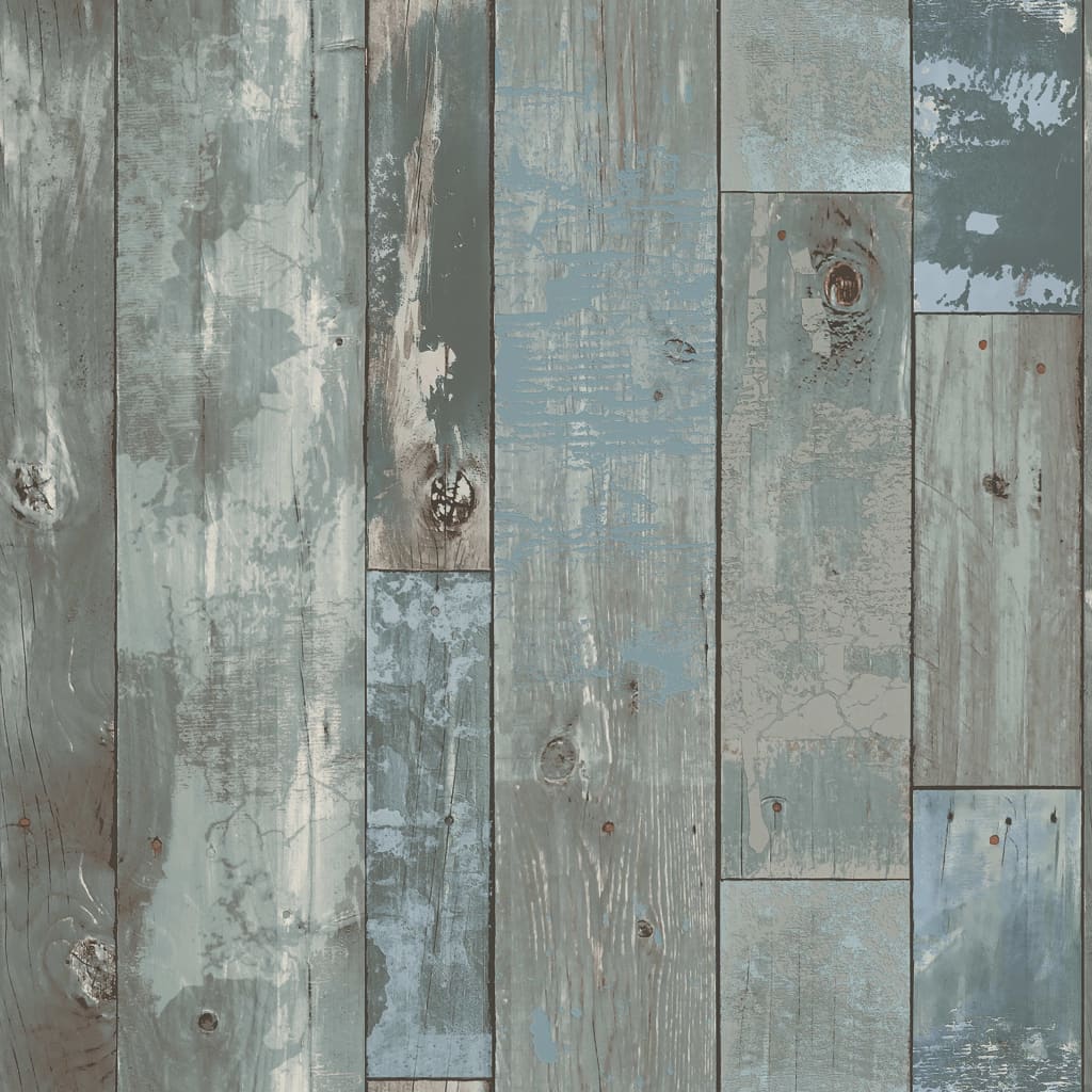 DUTCH WALLCOVERINGS Tapet Scrapwood cu resturi de lemn, gri-albăstrui
