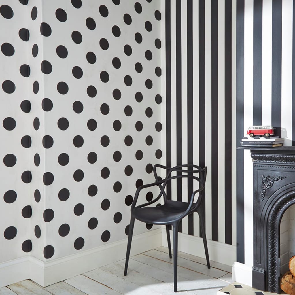 Noordwand Kids at Home Wallpaper Dotty Black White and Black 100104