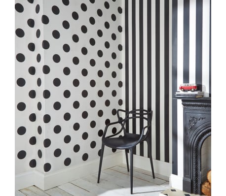 Noordwand Kids at Home Wallpaper Dotty Black White and Black 100104