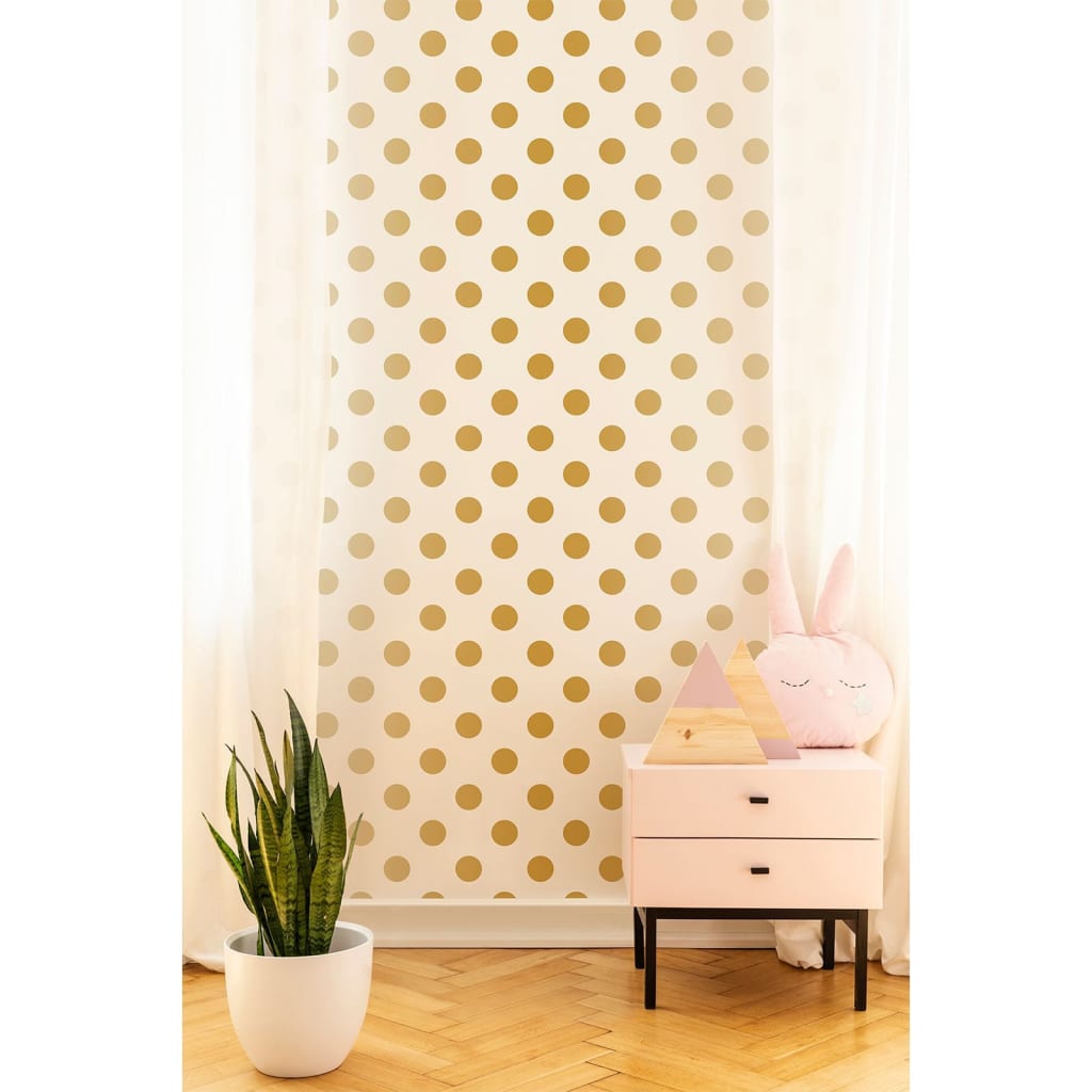 VidaXL - Kids at Home Behang Dotty Gold wit en goud 100105