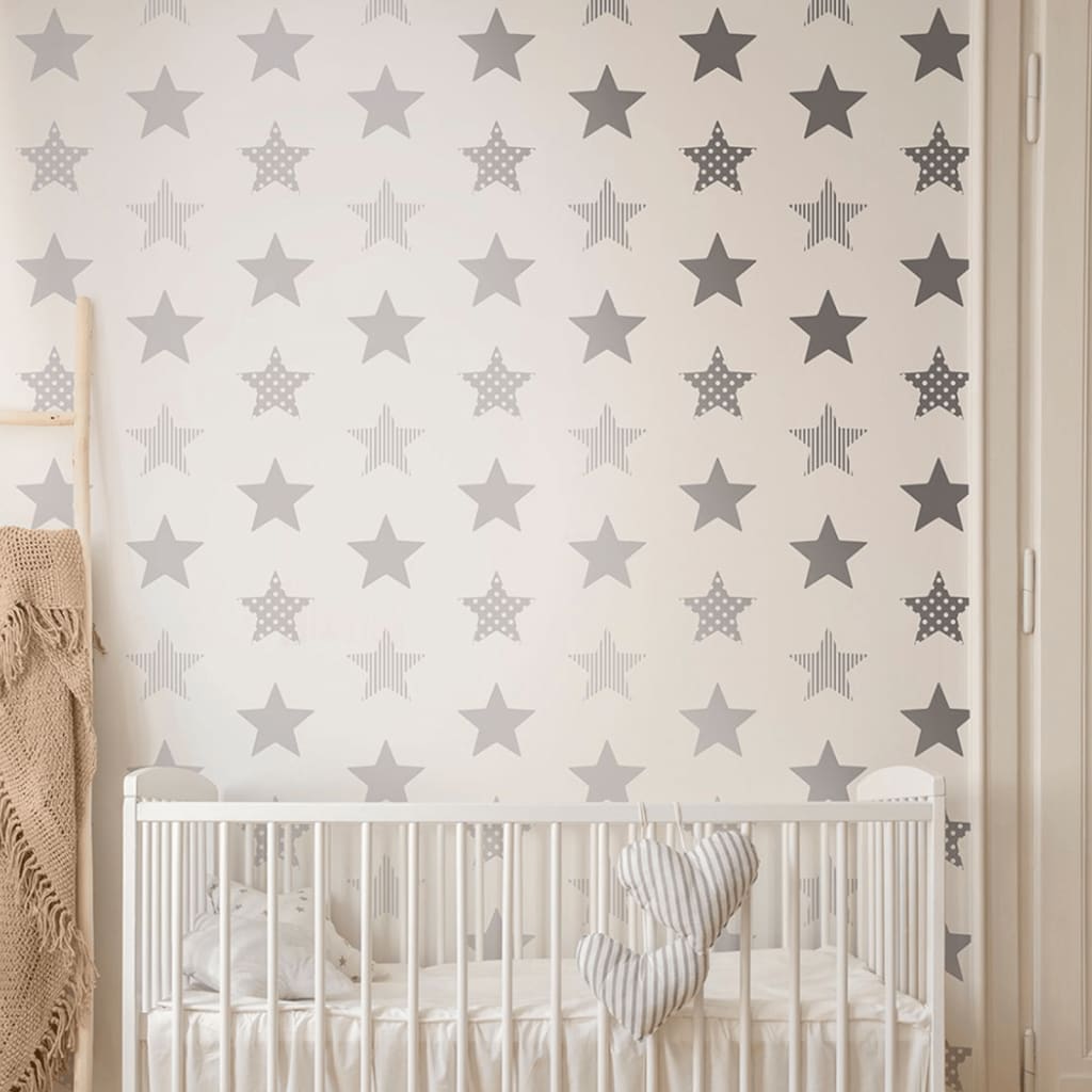 425342 Kids at Home Wallpaper ”Superstar” Silver and White