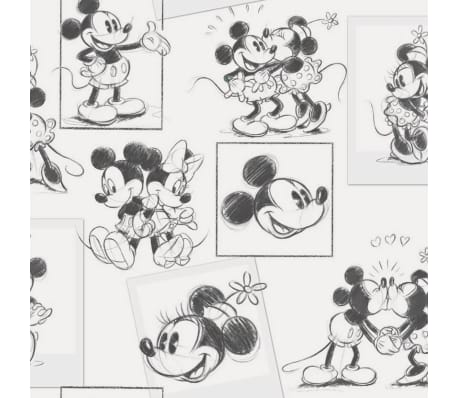 Kids At Home Papier Peint Mickey And Minnie Croquis Noir Et Blanc Vidaxl Be