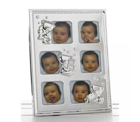 Teddy Baby 6 Picture Metal Collage Photo Frame Silver Vidaxl Co Uk