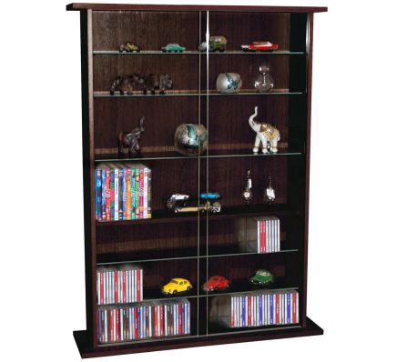 Glass Display Cabinet 600 Cd 255 Dvd Storage Shelves Dark