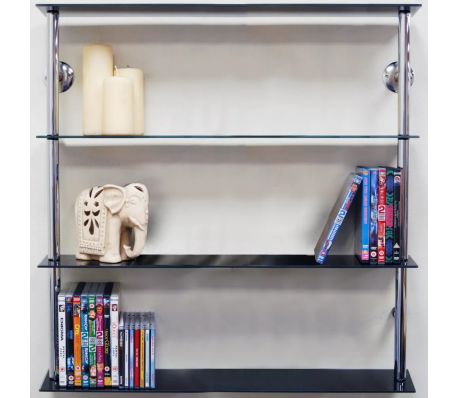 Wall Mounted Gl 195 Cd 140 Dvd Storage Shelves Black Silver Wall Mounted Gl 195 Cd 140 Dvd Storage Shelves Black Silver