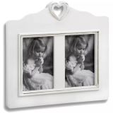 HEART - Double Free Standing Photo Frame - White