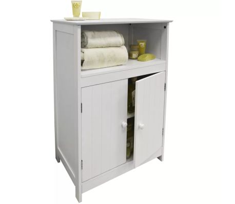 Shaker Tongue And Groove Bathroom 2 Door Storage Cabinet White Vidaxl Co Uk