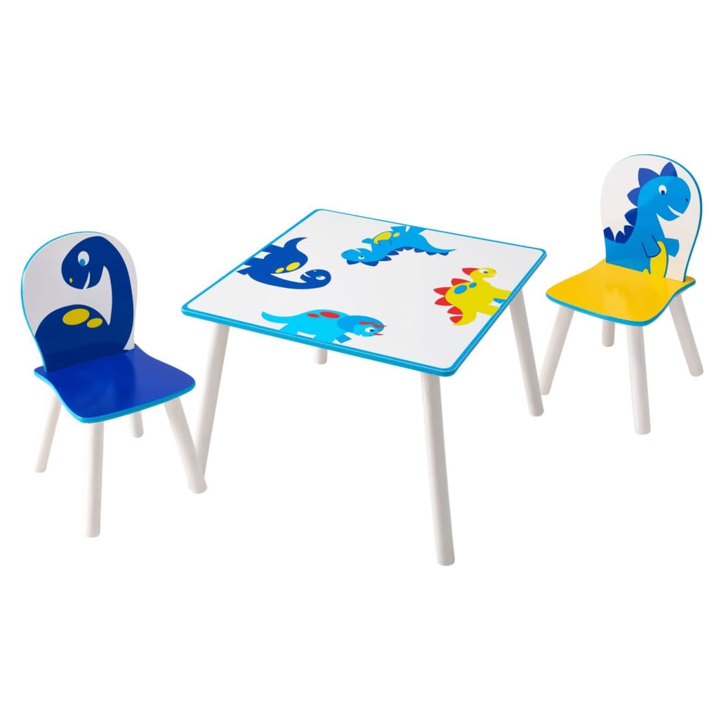 Amigo tafel en stoelen Dinosaurus 63 x 63 x45 cm wit