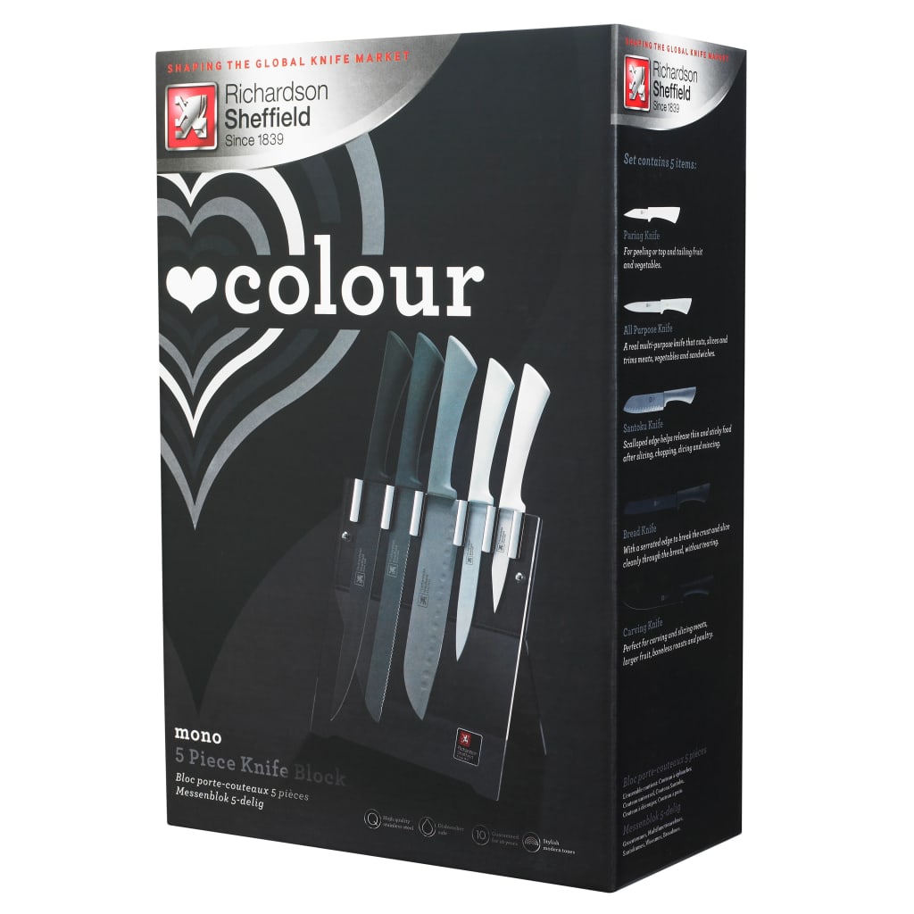 

Richardson Sheffield 5-delig Keukenmessenblok Love Colour Mono