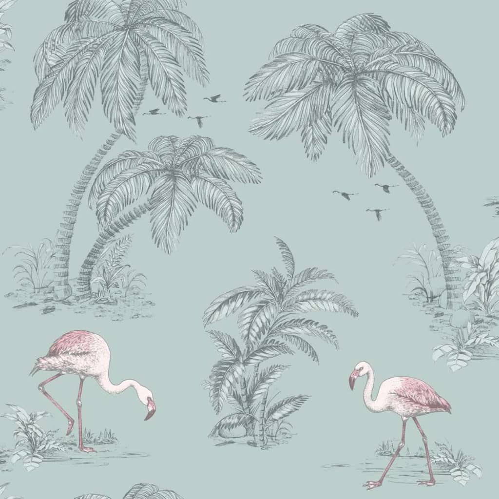 DUTCH WALLCOVERINGS Behang flamingo groen