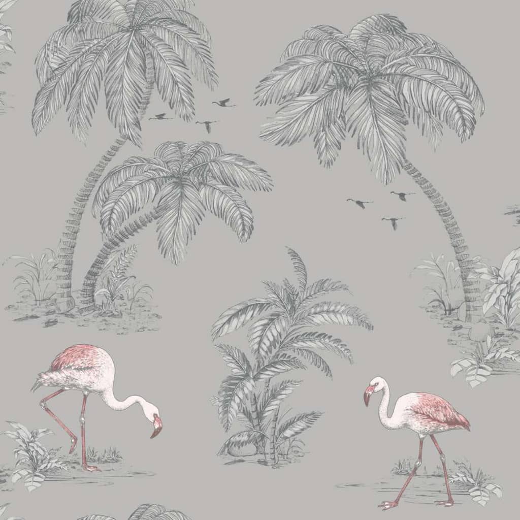 

DUTCH WALLCOVERINGS Behang flamingo grijs