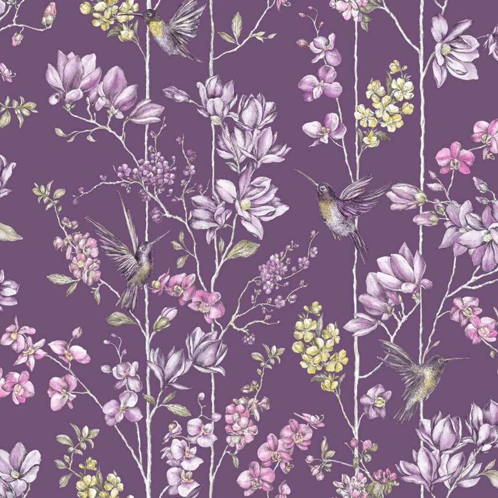 426217 DUTCH WALLCOVERINGS Wallpaper Hummingbird Purple