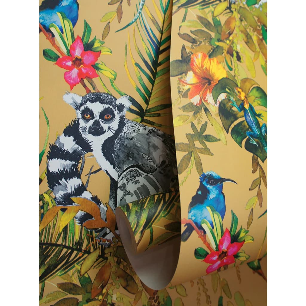DUTCH WALLCOVERINGS Behang Lemur oker afbeelding