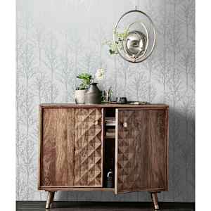 DUTCH WALLCOVERINGS Tapeta Rhea Trees, szaro-srebrna
