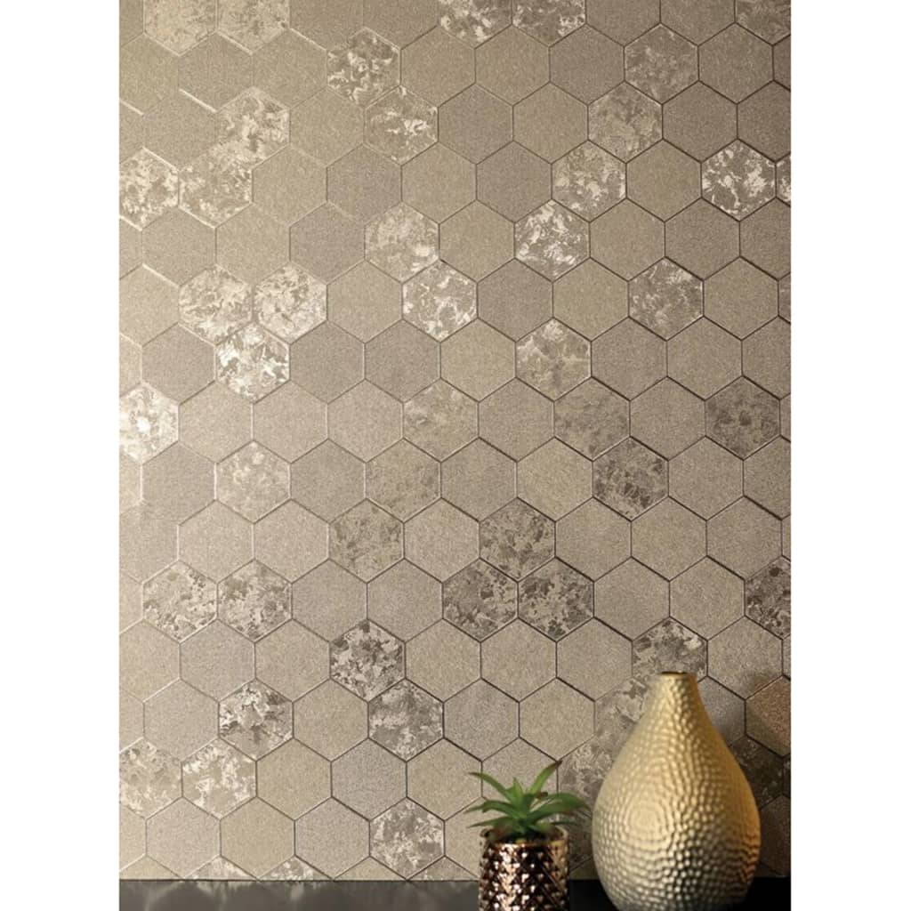 

DUTCH WALLCOVERINGS Behang Honeycomb champagnekleurig