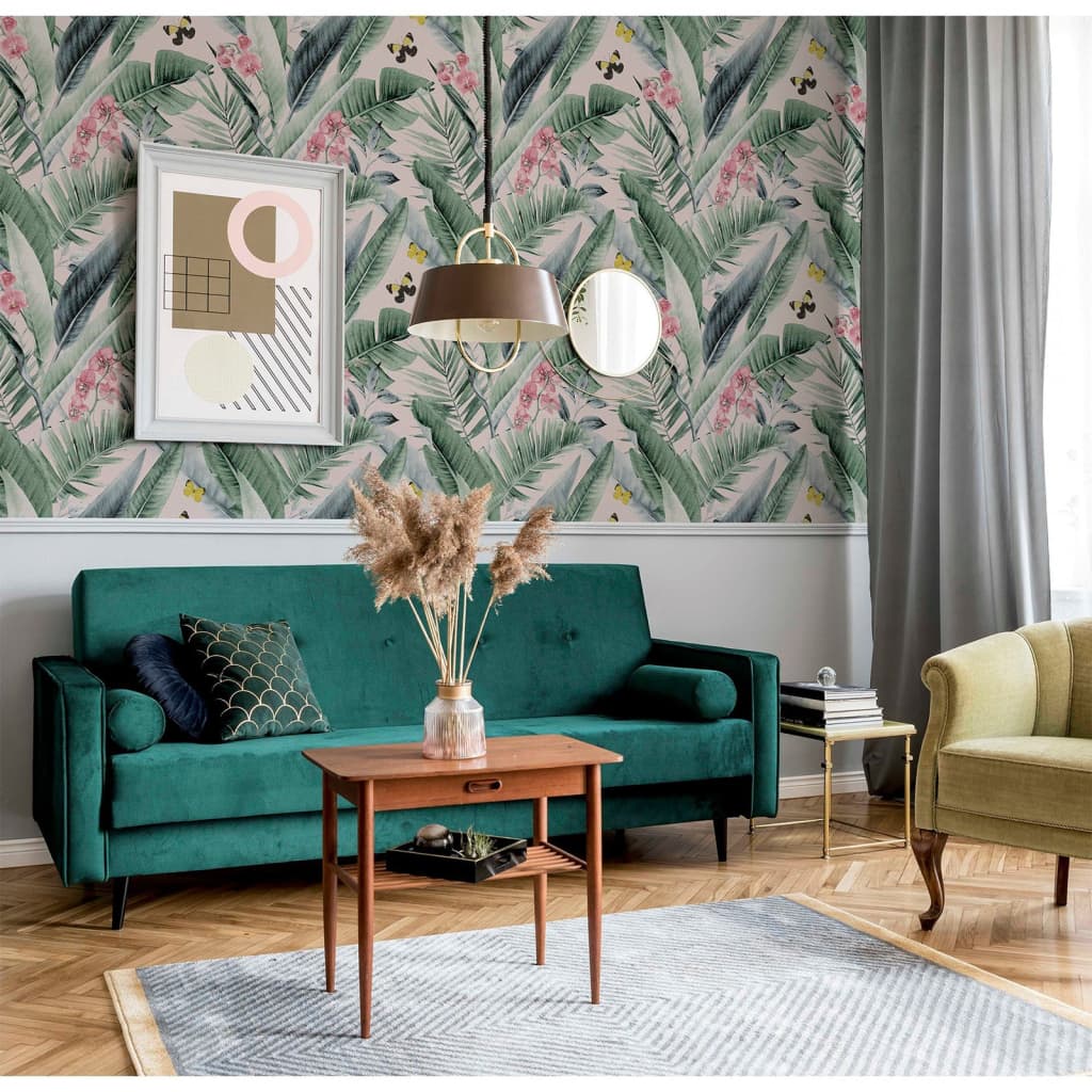 DUTCH WALLCOVERINGS Tapete Lush Tropical Rosa und Blau