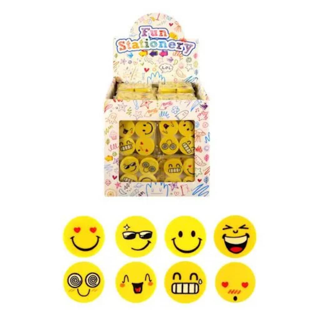 Huismerk Uitdeelcadeautjes - Gummen - Model: 4-delige Smiley Traktatiebox (120