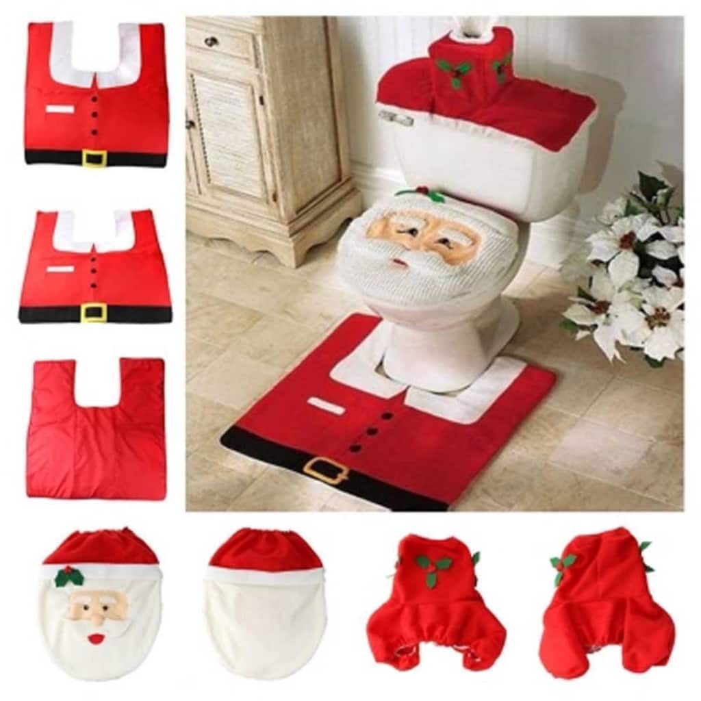 TRIBALSENSATION Santa Claus decoracin para aseo | Set alfombra tejido caja cubierta