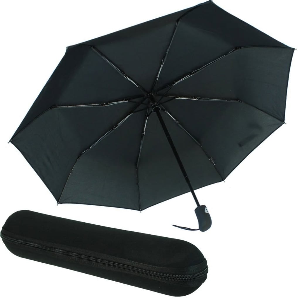 TRIBALSENSATION Automatische windbestendige paraplu met ritssluiting - zwart - voor da