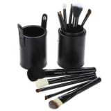Coupe Cuir Noir Ensemble De 12 Maquillage Pinceaux - Poils De Chvre