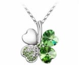 Pendente trevo de quatro folhas em peridoto verde - elementos Swarovsk